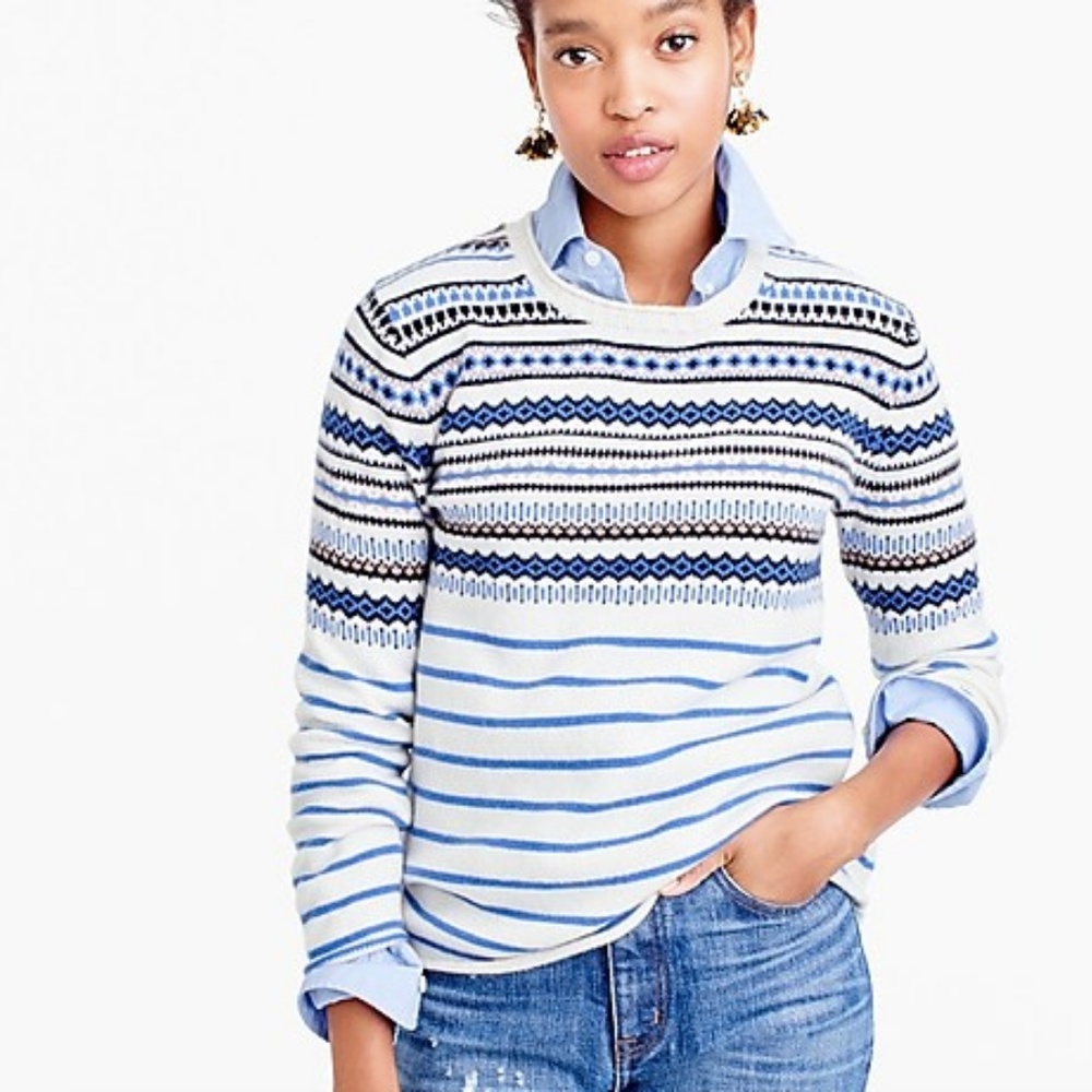 JCrew blue striped sweater